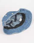 Flower Embroidered Denim Bucket Hat