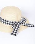 Checker Hat Band Straw Sun Hat