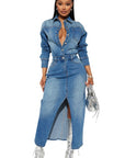 Women's Fashion Denim Long Maxi Dress by Claude