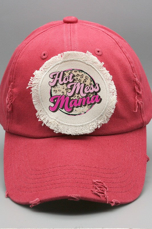 Mother&#39;s Day Hot Mess Mama Leopard Patch Hat