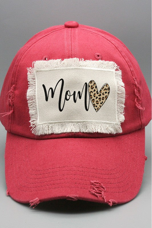 Mother&#39;s Day Mom Leopard Heart Patch Hat