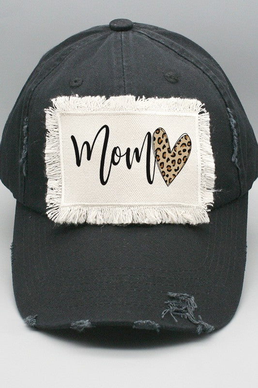Mother&#39;s Day Mom Leopard Heart Patch Hat
