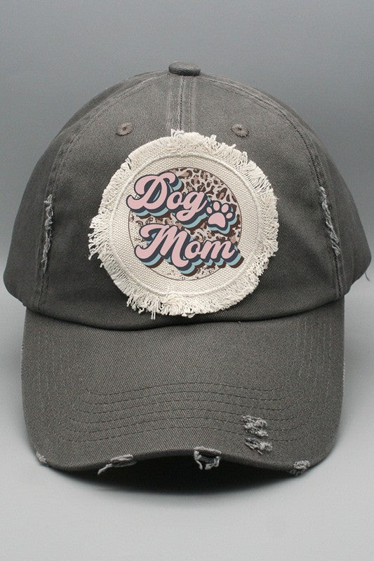 Dog Mom Pink Leopard Circle Patch Hat