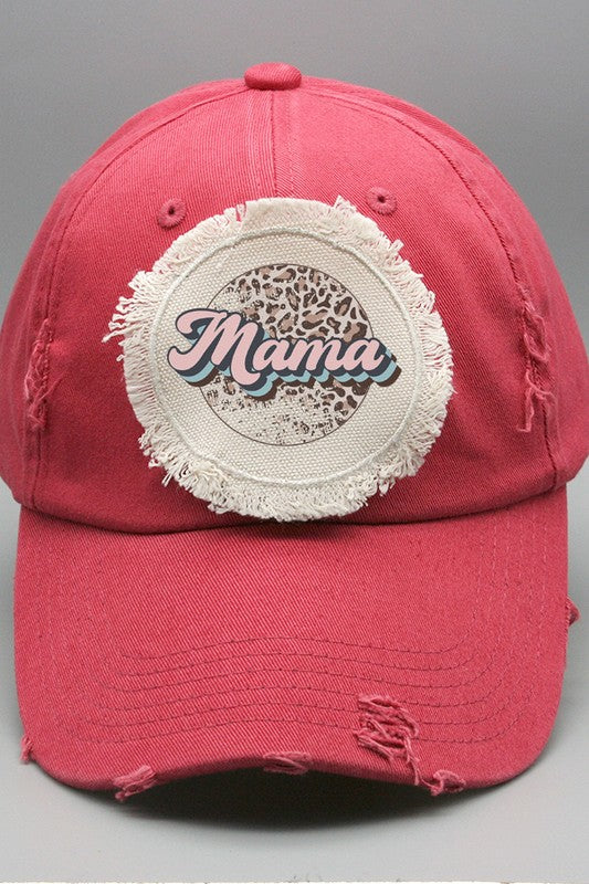 Mother&#39;s Day Mama Pink Leopard Circle Patch Hat