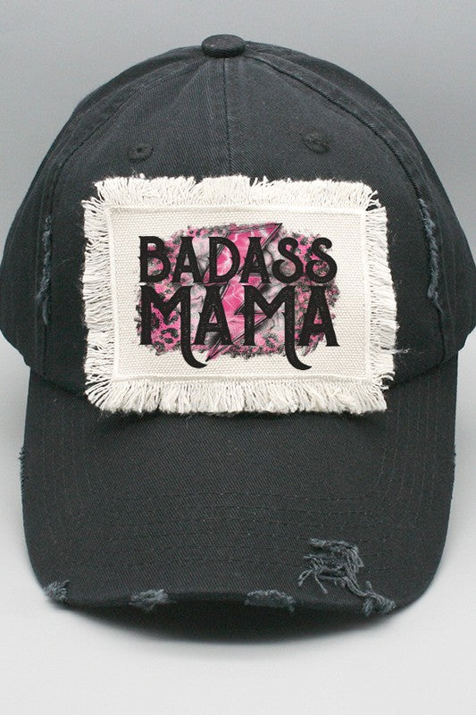 Mother&#39;s Day Black Pink Badass Mama Patch Hat