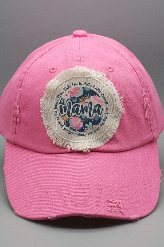 Mother&#39;s Day Blue Floral Mama Patch Hat