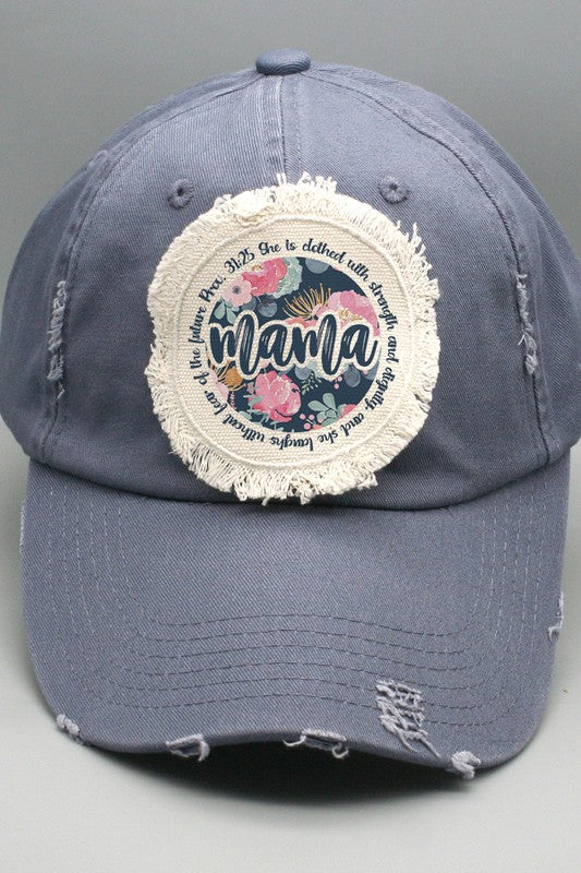 Mother&#39;s Day Blue Floral Mama Patch Hat
