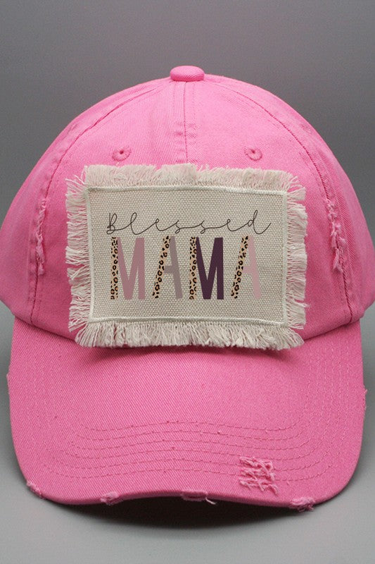 Mother&#39;s Day Leopard Blessed Mama Patch Hat