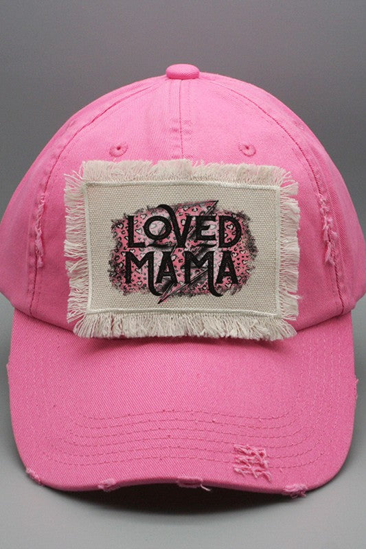 Mother&#39;s Day Black Pink Loved Mama Patch Hat