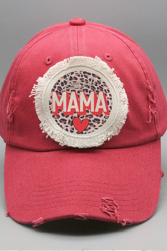 Mother&#39;s Day Loved Mama Leopard Circle Patch Hat