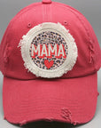 Mother's Day Loved Mama Leopard Circle Patch Hat