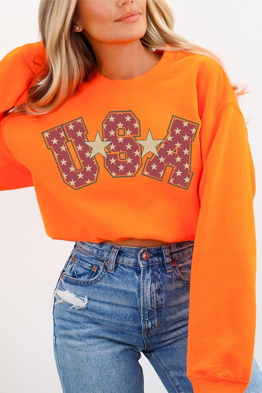 USA Star America Oversized Graphic Sweatshirts