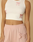 Ribbed Knit Bow Embroidered Tank