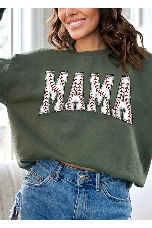 Baseball Mama Oversized Graphic Fleece Sweatshirts