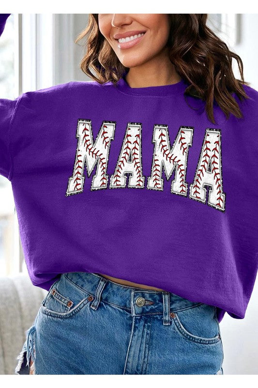 Baseball Mama Oversized Graphic Fleece Sweatshirts