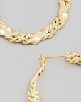 Fame Double Twist Chain Latch Hoop Earrings