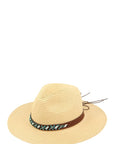 Turquoise Beads Decorated Band Straw Hat