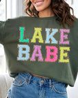 Lake Babe Oversized Graphic Fleece Sweatshirts