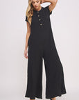 Jade By Jane Textured Short Sleeve Jumpsuit