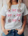 Coquette Pink Bow Daisy Flower Boho Graphic Tee