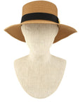 Bee Charm Black Band Flat Top Straw Hat