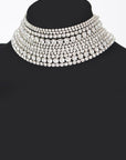 Mix Layered Statement Rhinestone Choker Necklace