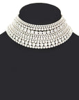 Mix Layered Statement Rhinestone Choker Necklace