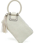 Canvas Cuff Handle Tassel Wristlet Clutch