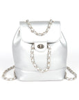 Faux Leather Chain Accent Fashion Backpack