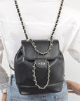 Faux Leather Chain Accent Fashion Backpack