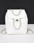 Faux Leather Chain Accent Fashion Backpack