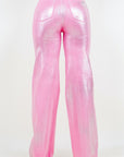 GJG Denim Metallic Wide Leg Jean in Pink