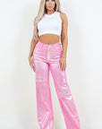 GJG Denim Metallic Wide Leg Jean in Pink