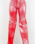 GJG Denim Metallic Wide Leg Jean in Red