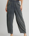 Umgee Elastic Waist Baggy Fit Pants with Pockets