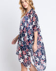 American Flag Mix Printed Light Weight Kimono