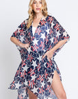 American Flag Mix Printed Light Weight Kimono