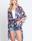 American Flag Mix Printed Light Weight Kimono