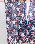 American Flag Mix Printed Light Weight Kimono