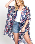 American Flag Mix Printed Light Weight Kimono