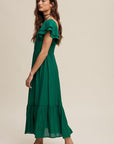 Listicle Square Neck Ruffled Short Sleeve Maxi Dress