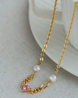 Pink Heart with Pearl Necklace