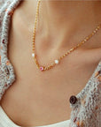 Pink Heart with Pearl Necklace