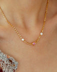 Pink Heart with Pearl Necklace