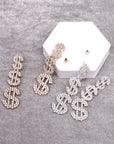 Rhinestone Money Sign Drop Earrings