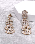 Rhinestone Money Sign Drop Earrings