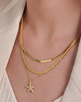 Starfish and Double Layering Chain Necklace