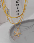 Starfish and Double Layering Chain Necklace