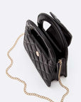 Top Handle Convertible Quilted Clutch Swing Bag