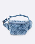 Washed Denim Quilted Fanny Pack